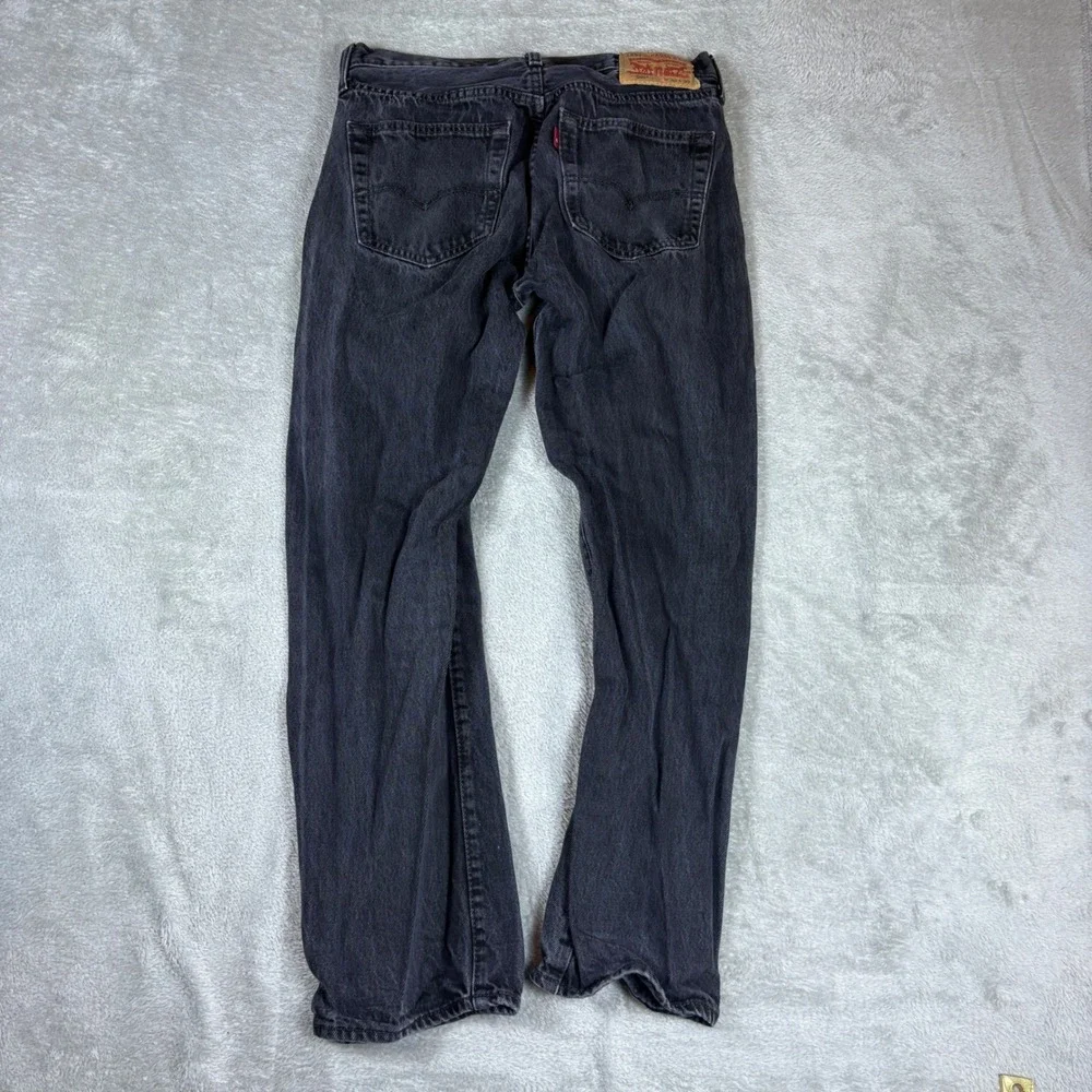 Levi's Jeans Men 32x30 (Fits 32x29) 501 Original‎ Fit Straight Leg Black Faded